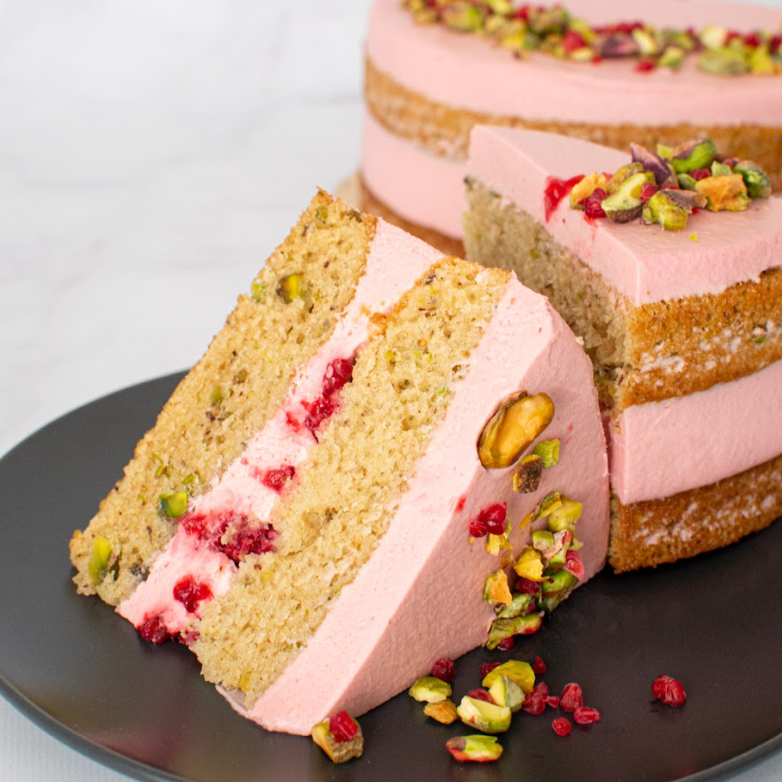 tarta de frambuesa y pistacho